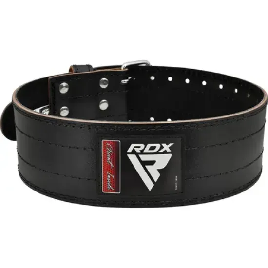 RDX RD1 Powerbelt van 100% koeienleer met roestvrijstalen gesp, perfect voor powerlifting en andere trainingsroutines.