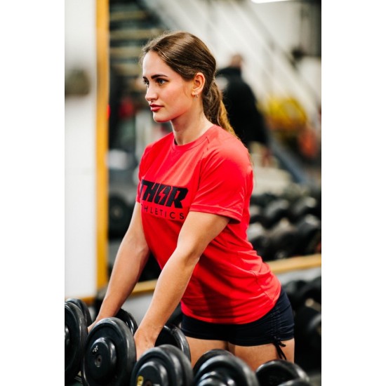 Thor Athletics Unisex Divinity T-Shirt met helm detail Comfortabel en ademend shirt van Thor Athletics, gemaakt van 95% katoen met perfecte stretch. Beschikbaar in zwart en rood.