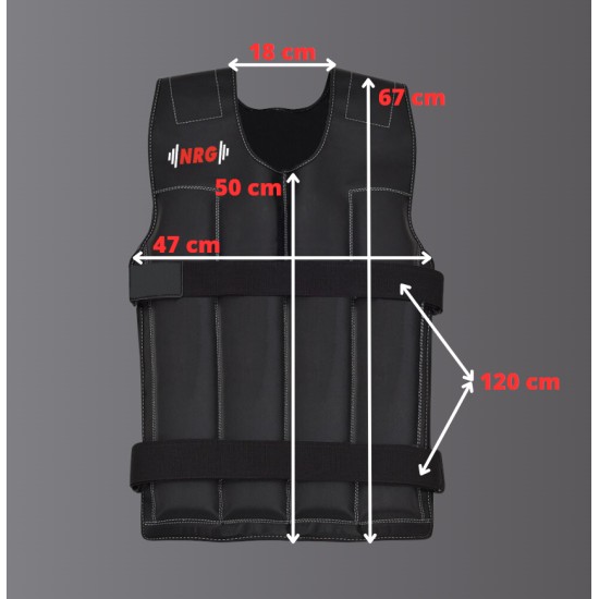 NRG Gewichtsvest 18 kg - Verstelbaar & Comfortabel voor Training Versterk je training met het NRG gewichtsvest van 18 kg. Verstelbaar, vochtafstotend en met uitneembare gewichten voor optimale trainingseffectiviteit.