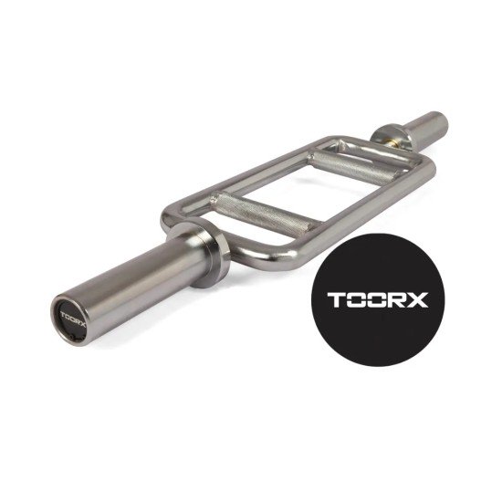 Train je triceps met de Toorx Fitness BCO-86 Olympische Triceps Bar, maximaal 300 kg, inclusief sluitveren.