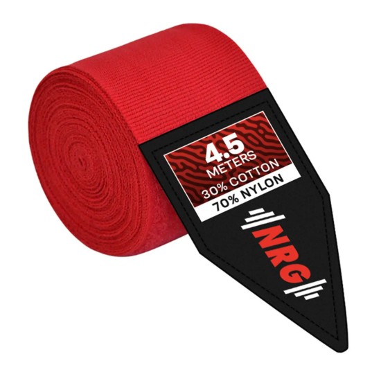 NRG Boks Bandages 4,5 Meter - Extra Dikke Bescherming NRG Boks Bandages van 4,5 meter bieden superieure bescherming en comfort tijdens intensieve trainingen. Ideaal voor elke serieuze sporter.