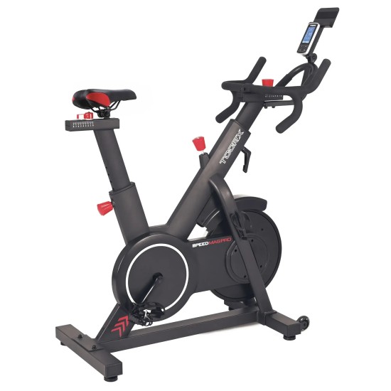 Ervaar hoogwaardige thuisfitness met de Toorx Fitness SRX Speed Mag Pro Spinbike. Voorzien van 24-niveau weerstand en compatibel met Zwift en Kinomap.