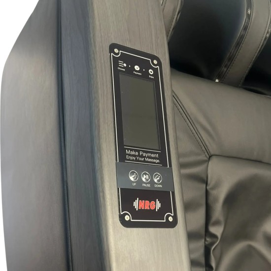 NRG Wellness Massagestoel Commercial Betaalmodule Professionele massagestoel met betaalmodule en luchtdrukmassage voor ultieme ontspanning en gebruiksvriendelijkheid.