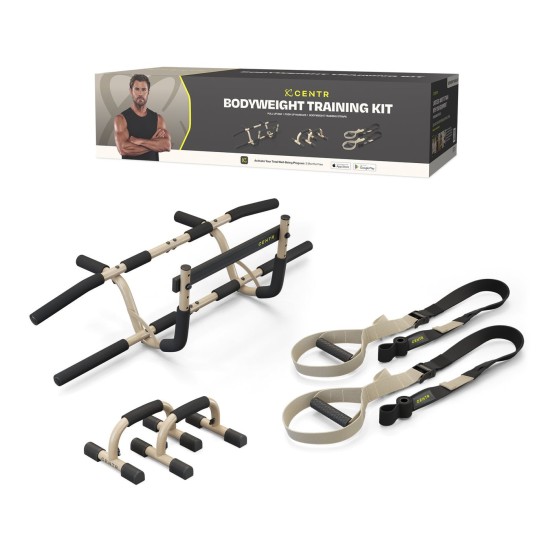 Centr Bodyweight Training Kit met Pull Up Bar, Push Up Handles Versterk je lichaam met Centr's Bodyweight Training Kit inclusief Pull Up Bar en Push Up Handles. Ideaal voor een full body workout.