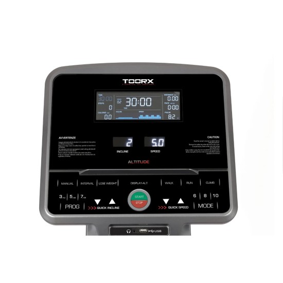 Toorx Fitness Altitude Loopband met Bluetooth en Twee Trainingsmodi Ontdek de Toorx Fitness Altitude Loopband met veelzijdige trainingsprogramma's, Bluetooth-connectiviteit en aanpasbare hellingen voor optimaal trainen.