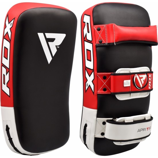 RDX Thai Kick Pad - APR-T1 - Gebogen - Gel en Foam Ontdek de RDX APR-T1 stootkussen, gebogen ontwerp met gel en foam voor optimale bescherming en techniek. Verkrijgbaar in 3 kleuren.
