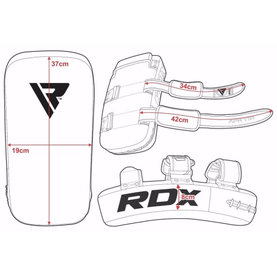 RDX Thai Kick Pad - APR-T1 - Gebogen - Gel en Foam Ontdek de RDX APR-T1 stootkussen, gebogen ontwerp met gel en foam voor optimale bescherming en techniek. Verkrijgbaar in 3 kleuren.