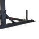 Zware squat stand met verstelbare J-cups en ingebouwde chin-up bar. Maximaal 300 kg, inclusief opbergsysteem voor halterschijven.