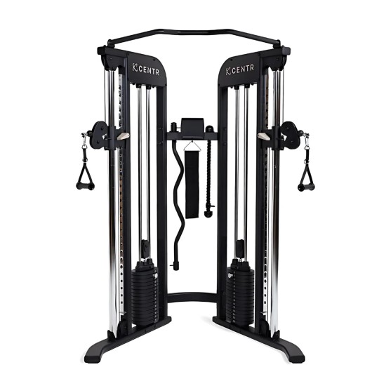 Centr 2 Functional Trainer met 75kg gewichten en accessoires Multifunctionele homegym van Centr, ideaal voor full-body workouts met 150 kg gewichten en diverse accessoires.