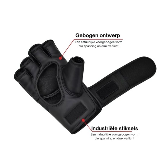 NRG MMA Handschoenen - Schokabsorptie, Grip en Bescherming Voorgevormde NRG MMA handschoenen met uitstekende schokabsorptie en grip. Ideaal voor zware trainingssessies en handbescherming.