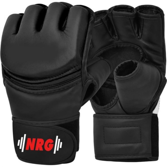 Voorgevormde NRG MMA handschoenen met uitstekende schokabsorptie en grip. Ideaal voor zware trainingssessies en handbescherming.