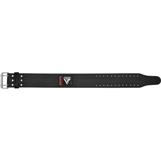 RDX RD1 Powerbelt van koeienleer voor powerlifting RDX RD1 Powerbelt, handgemaakt van 100% koeienleer. Ideaal voor squatten en deadlifting met roestvrijstalen dubbele gesp.