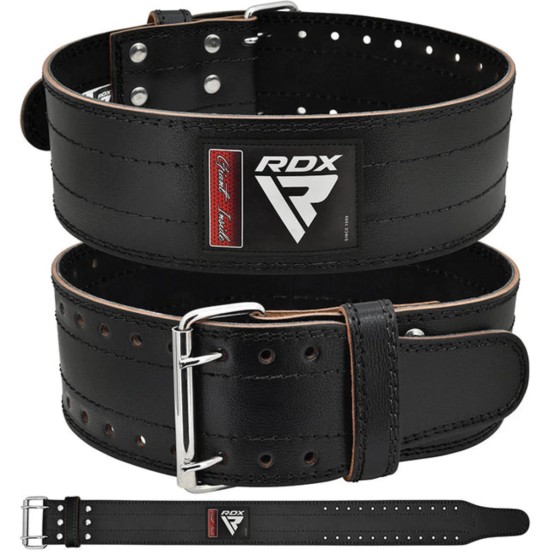 RDX RD1 Powerbelt, handgemaakt van 100% koeienleer. Ideaal voor squatten en deadlifting met roestvrijstalen dubbele gesp.