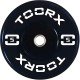 Toorx Professional bumper plates voor olympische stangen, beschikbaar in 5kg tot 25kg met comfortabele rubber coating.