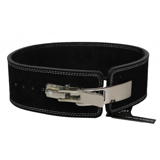 Power Lifting Fitness Riem lever zwart suede leer - Maat: L