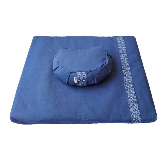 Meditatieset met  Kussen Halve Maan Denim Blauw