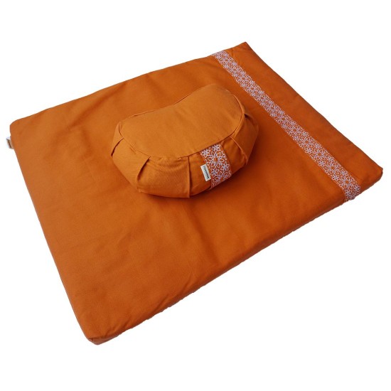 Meditatieset met  Kussen Halve Maan Oranje